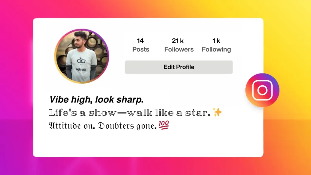 Instagram bio for boys stylish font